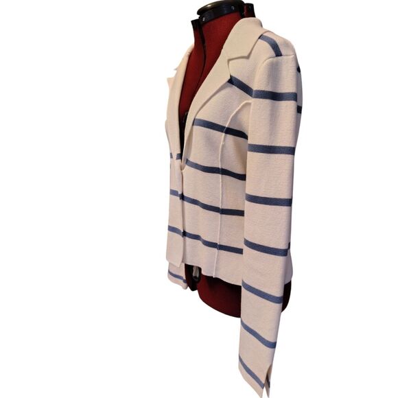 Rachel Zoe Blue Stripe Thick Cotton Long Sleeve Cardigan Sweater Size M......... - Picture 6 of 8